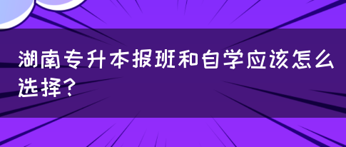 湖南專升本報班和自學應該怎么選擇？(圖1)