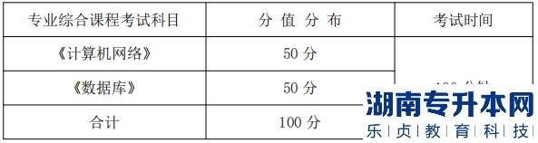 湖南信息學(xué)院專(zhuān)業(yè)綜合課程考試科目、分值分布及考試時(shí)間