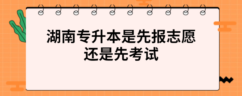 湖南專升本是先報志愿還是先考試