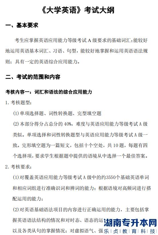 湖南軟件職業(yè)技術(shù)大學(xué)2023年專升本考試大綱(圖3)