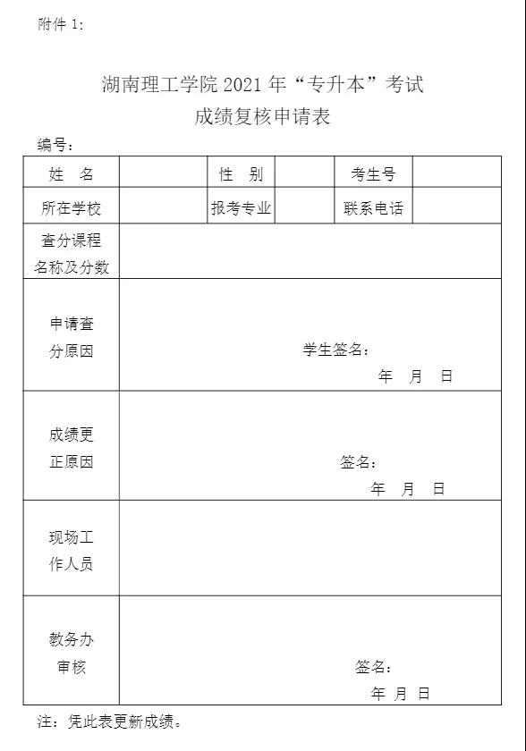 關于湖南理工學院2021年“專升本”選拔考試考生成績查詢、復核的公告(圖2)